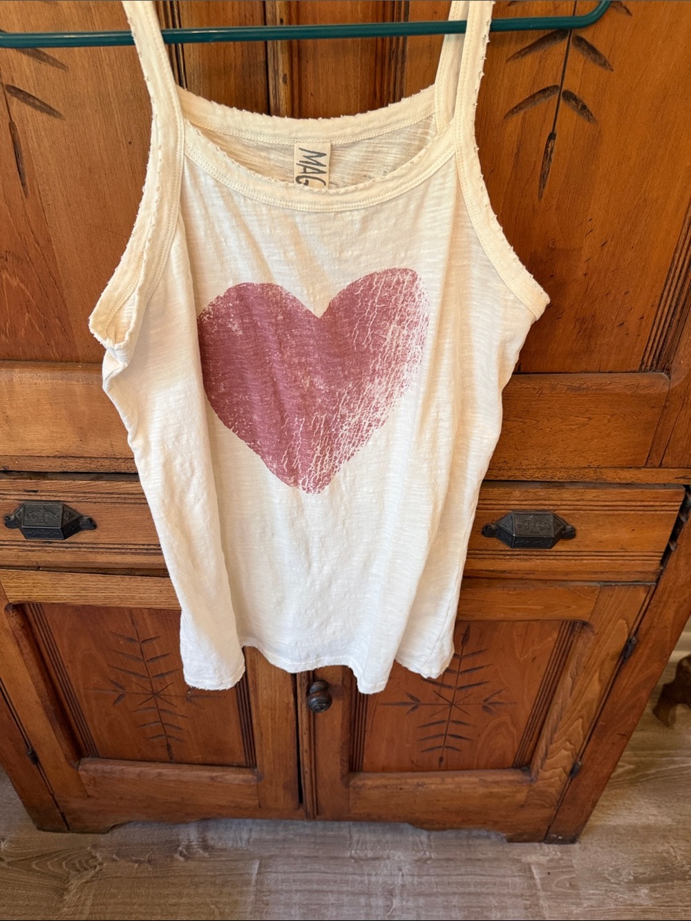 Magnolia Pearl Cream Tank with Faded Pink Heart